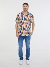Tommy Jeans Krémová pánska vzorovaná košeľa Tommy Jeans S