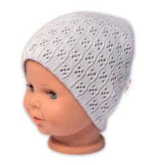 Baby Nellys Dvojvrstvová ažúrková čiapka, bavlna - sivá, veľ. 68/80, (40-44)