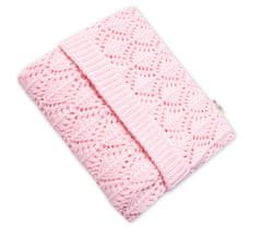 Baby Nellys Luxusná bavlnená háčkovaná deka, dečka LOVE, 75x95cm - svetlo ružová