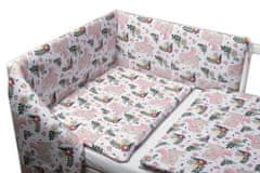 Baby Nellys 3-dielna sada - mantinel s obliečkami Zajačik na lúke - ružová, biela, 120x90 cm
