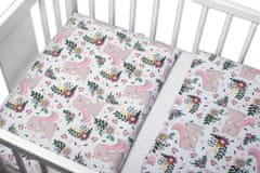 Baby Nellys 3-dielna sada - mantinel s obliečkami Zajačik na lúke - ružová, biela, 120x90 cm