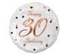 Balón foliový biely 30 rokov - Happy birthday - narodeniny - 45 cm