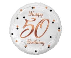 Balón fóliový biely 50 rokov - Happy birthday - narodeniny - 45 cm