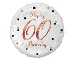 Balón fóliový biely 60 rokov - Happy birthday - narodeniny - 45 cm