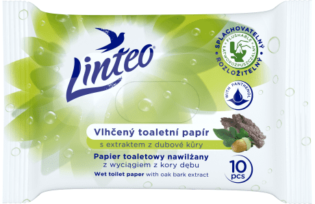 LINTEO vlhčený toaletný papier dubovou kôrou 10ks