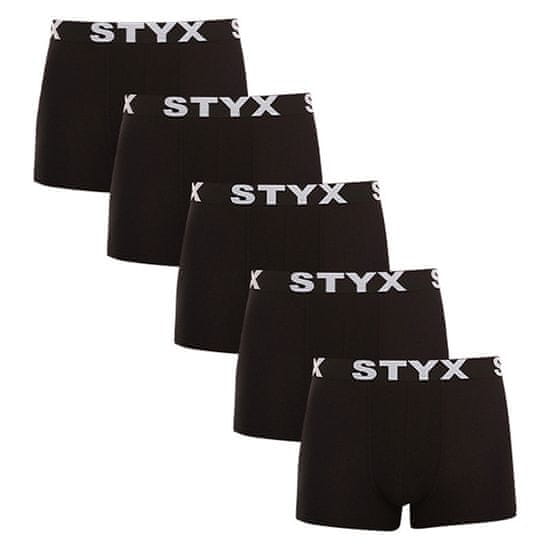 Styx 5PACK pánske boxerky športová guma nadrozmer čierne (5R960)