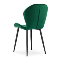 Výpredaj obliečok Zelená zamatová stolička TERNI s čiernymi nohami