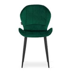 Výpredaj obliečok Zelená zamatová stolička TERNI s čiernymi nohami