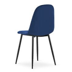 Výpredaj obliečok Modrá zamatová stolička ASTI s čiernymi nohami