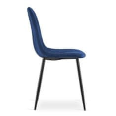 Výpredaj obliečok Modrá zamatová stolička ASTI s čiernymi nohami