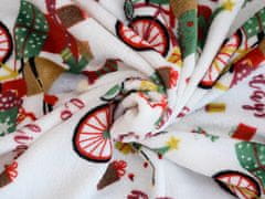 Výpredaj obliečok Biela vianočná mikroplyšová deka SANTA NA BICYKLI, 180x200 cm