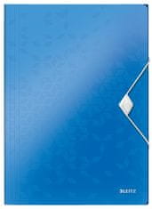 LEITZ Dosky na dokumenty s chlopňami a gumičkou WOW - A4, plastové, metalicky modré