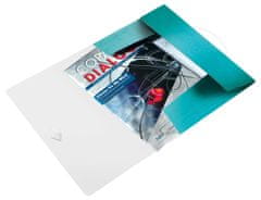 LEITZ Dosky na dokumenty s chlopňami a gumičkou WOW - A4, plastové, ľadovo modré