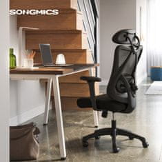 Songmics Kancelárske kreslo ergonomické, nastaviteľná výška, podrúčky, sieťovina