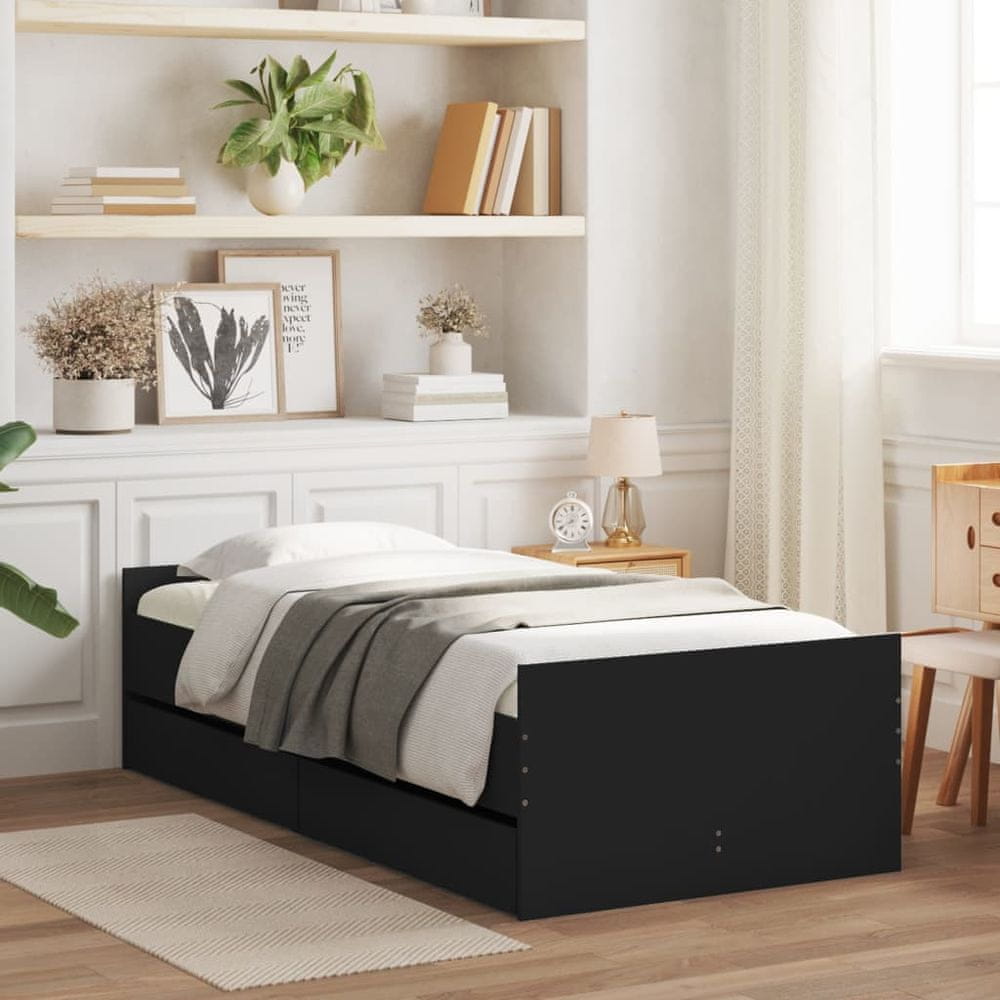 Petromila vidaXL Rám postele so zásuvkami čierny 90x200 cm