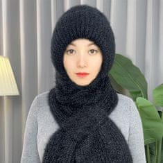 Sofistar Zimný univerzálny pletený šál s kapucňou pre ženy, čierna