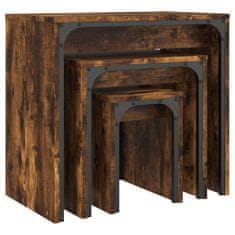 Vidaxl Zasúvacie konferenčné stolíky 3 ks dymový dub kompozitné drevo