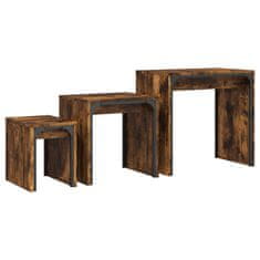 Vidaxl Zasúvacie konferenčné stolíky 3 ks dymový dub kompozitné drevo