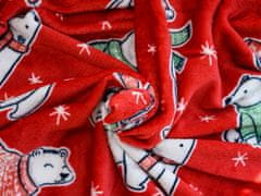 Výpredaj obliečok Červená vianočná mikroplyšová deka ĽADOVÝ MEDVEĎ, 180x200 cm
