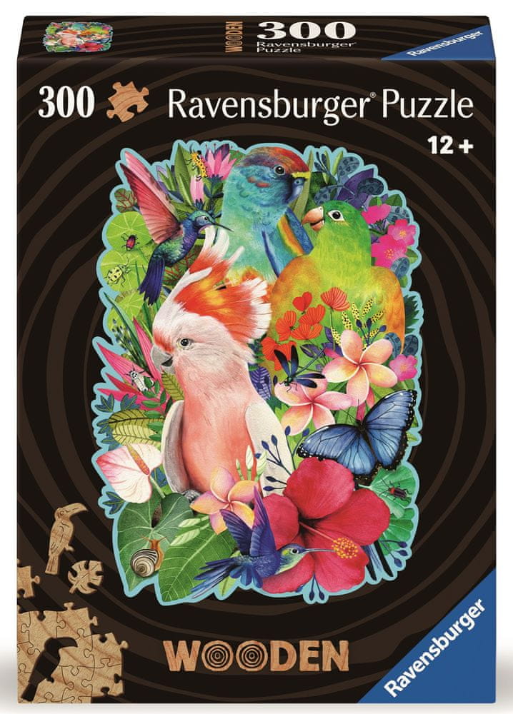 Ravensburger 120007609 Drevené puzzle Farebné papagáje 300 dielikov