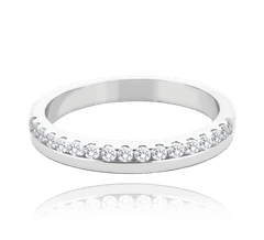 MINET + Strieborný snubný prsteň s bielymi zirkónmi veľkosť 58