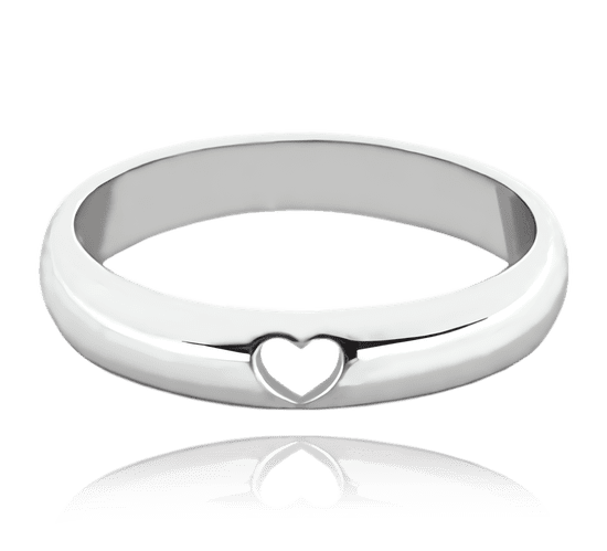 MINET + Strieborný snubný prsteň so srdcom veľkosti 63