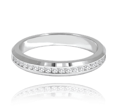 MINET + Strieborný snubný prsteň s bielymi zirkónmi veľkosť 53