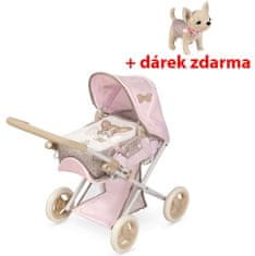 Rappa DeCuevas 85143 Skladací kočík pre bábiky 3 v 1 s prenosnou taškou DIDI 2021 - 53 cm + darček ZADARMO psík DIDI