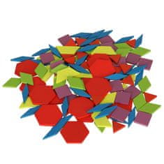 WOWO Montessori Drevené Puzzle, Farebné Mozaikové Tvary, 155 Prvkov