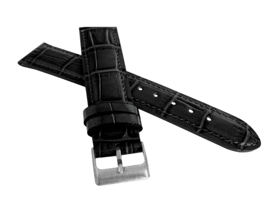 LAVVU Čierny prešívaný remienok CROCO z luxusnej kože TOP GRAIN - 18