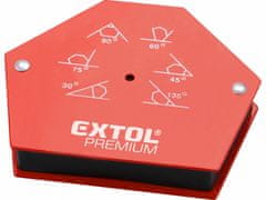 Extol Premium Uholník magnetický na zváranie, 30°-45°-60°-75°-90°-135°., sila magnetu 23kg, EXTOL PREMIUM