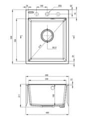 Deante Corrio, 1-komorový granitový drez 400x500x211 mm, piesková, DEA-ZRC_7103
