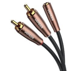 Ugreen Ugreen audio kábel 3,5 mm mini jack (samica) - 2RCA (samec) 3 m hnedý (AV198 60987)