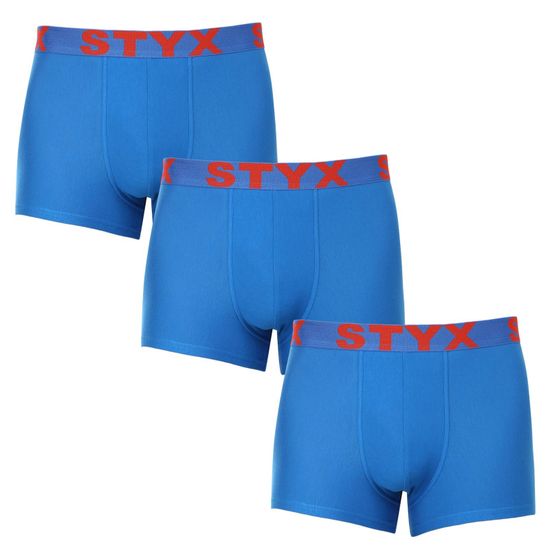 Styx 3PACK pánske boxerky športová guma modré (3G1167)