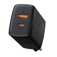 BASEUS Kompaktní rychlonabíječka Baseus, USB, USB-C, 20W (černá)