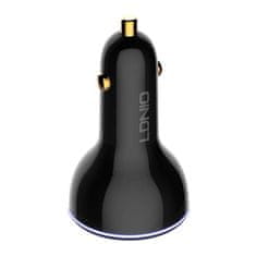 LDNIO Nabíječka do auta LDNIO C102, USB + 2x USB-C, 160W + kabel USB-C na Lightning (černá)