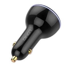 LDNIO Nabíječka do auta LDNIO C102, USB + 2x USB-C, 160 W + kabel USB-C (černá)