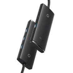 BASEUS Rozbočovač řady Baseus Lite 4v1 USB na 4x USB 3.0, 25 cm (černý)