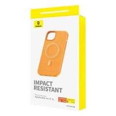 BASEUS Magnetické pouzdro pro iPhone 15 Baseus Fauxther Series (oranžové)