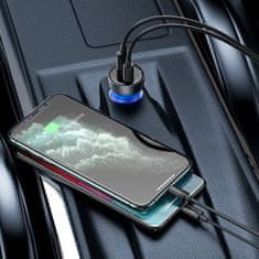 BASEUS Nabíječka do auta Baseus Particular Digital Display QC+PPS 65W s mini bílým kabelem USB-C s čipem E-mark 1m 100W (černá)