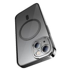 BASEUS Glitter Transparentní magnetický kryt a sada tvrzeného skla pro iPhone 14 Plus (černý)