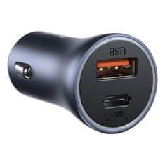 BASEUS Golden Contactor Pro nabíječka do auta, USB USB-C, QC4.0, PD, SCP, 40W (šedá)