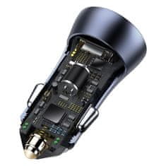 BASEUS Golden Contactor Pro nabíječka do auta, USB USB-C, QC4.0, PD, SCP, 40W (šedá)