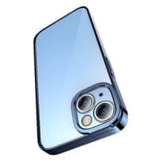 BASEUS Sada průhledného pouzdra Baseus Glitter a tvrzeného skla pro iPhone 14 Plus (modrá)