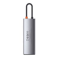 BASEUS Rozbočovač 8v1 Baseus Metal Gleam Series, USB-C na 3x USB 3.0 HDMI USB-C PD Ethernet RJ45 microSD/SD