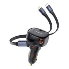 BASEUS Nabíječka do auta Baseus Enjoyment USB-C s kabelem USB-C a Lightning 60W (černá)