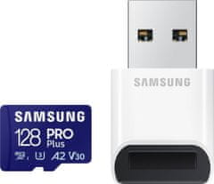 SAMSUNG Paměťová karta Samsung PRO Plus microSDXC 128 GB U3 A2 V30 se čtečkou (MB-MD128SB/WW)