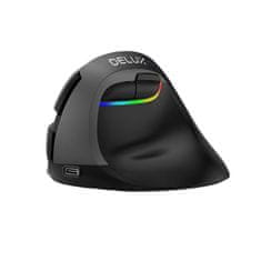 DELUX Bezdrátová vertikální myš Delux M618Mini BT+2,4G RGB 4000DPI (Iron Gray)