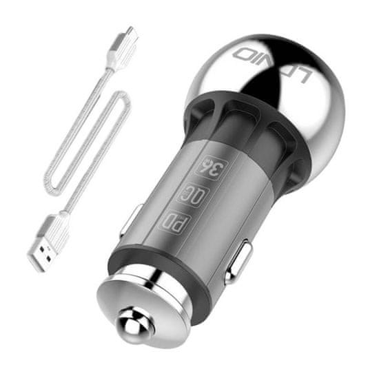 LDNIO C1 USB, USB-C nabíječka do auta + kabel Kabel USB-C
