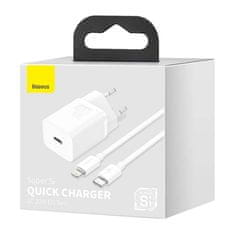 BASEUS Super Si Quick Charger 1C 20W s kabelem USB-C pro Lightning 1m (bílá)